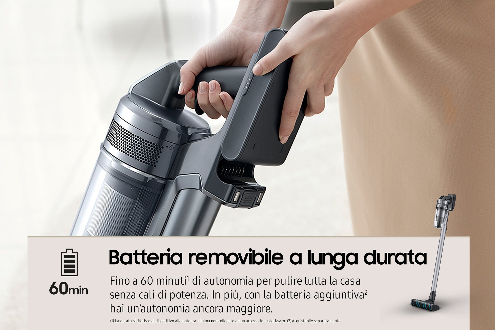 Samsung Stabstaubsauger VS20B75ACR5 – 2-in-1, 2500 mAh, 0,8 l, Akkubetrieb