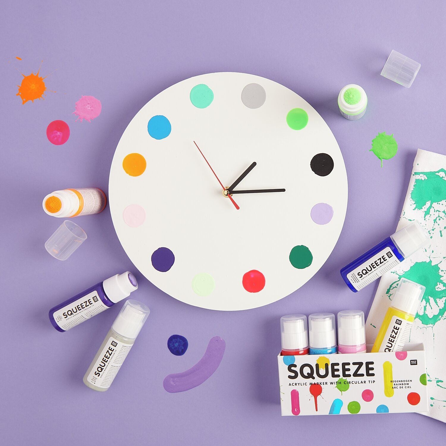 Rico Design Squeeze Marker – Acrylfarbe, Pastell – 5 Farben (5×60 ml, 300 ml)