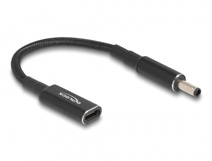 DeLOCK USB-C Adapter zu 4,5 × 3,0 mm – 19,5 V, 3 A, 0,15 m, für Dell-Notebooks, Schwarz