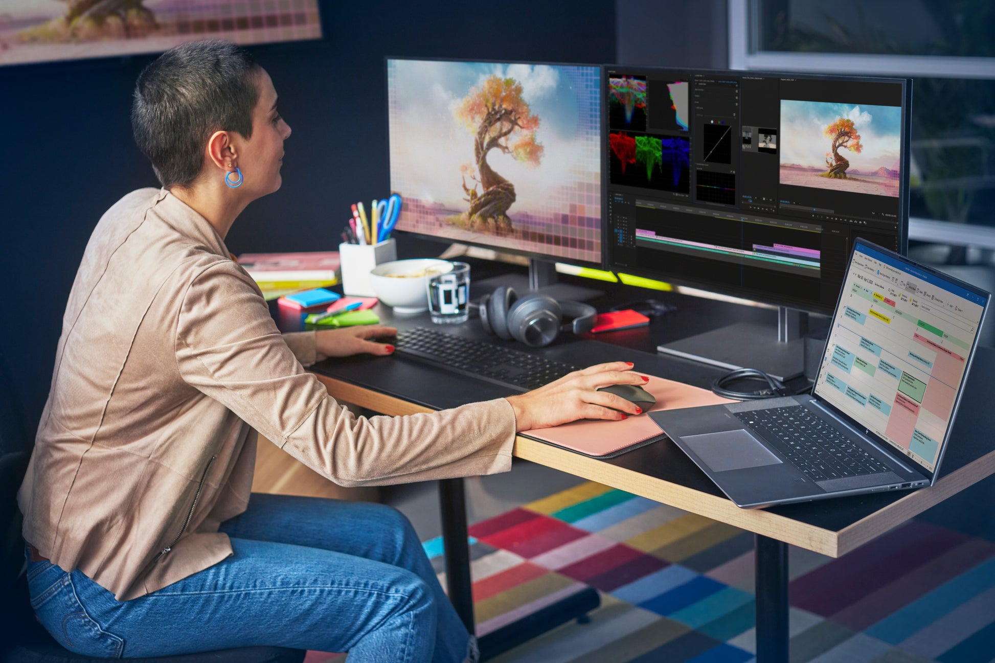 HP Wireless Creator 935M Business-Maus – kabellos, Hyperscrolling, für Rechtshänder, silber/schwarz