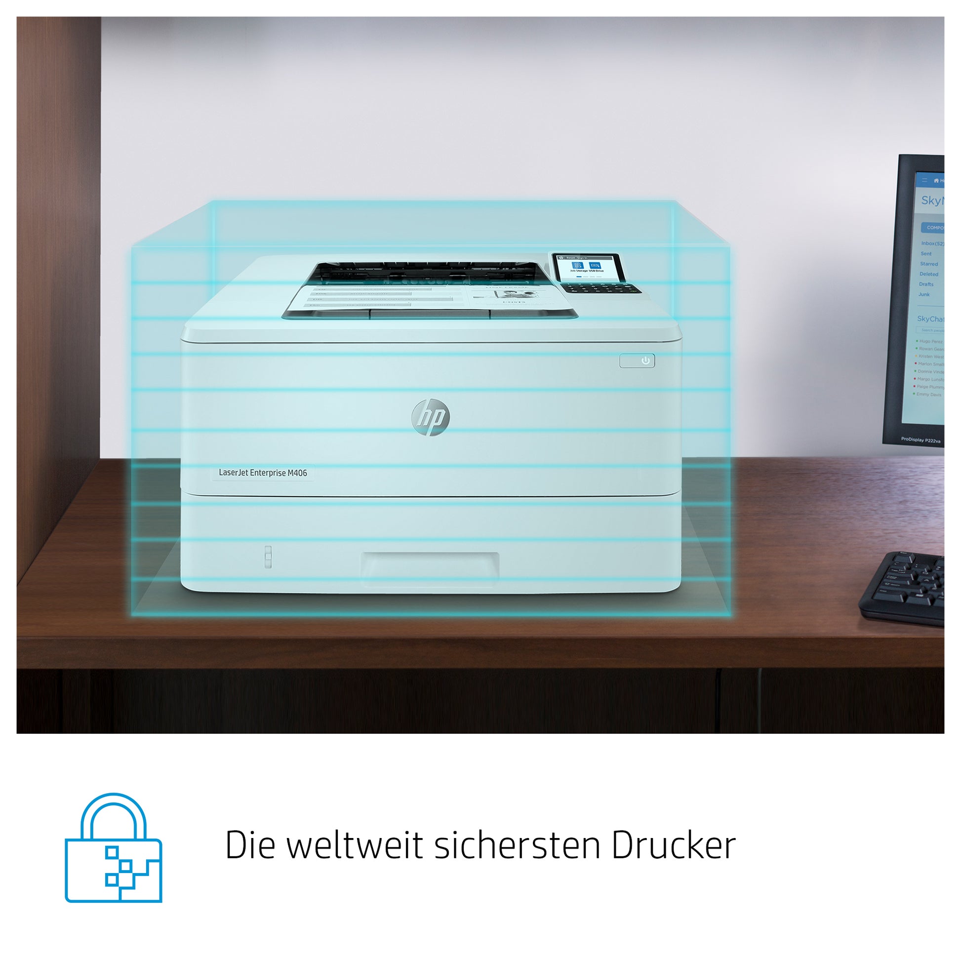 HP LaserJet Enterprise M406dn – S/W, Duplex, 42 S./Min., 1200 × 1200 dpi, LAN, Papier: 350 Blatt