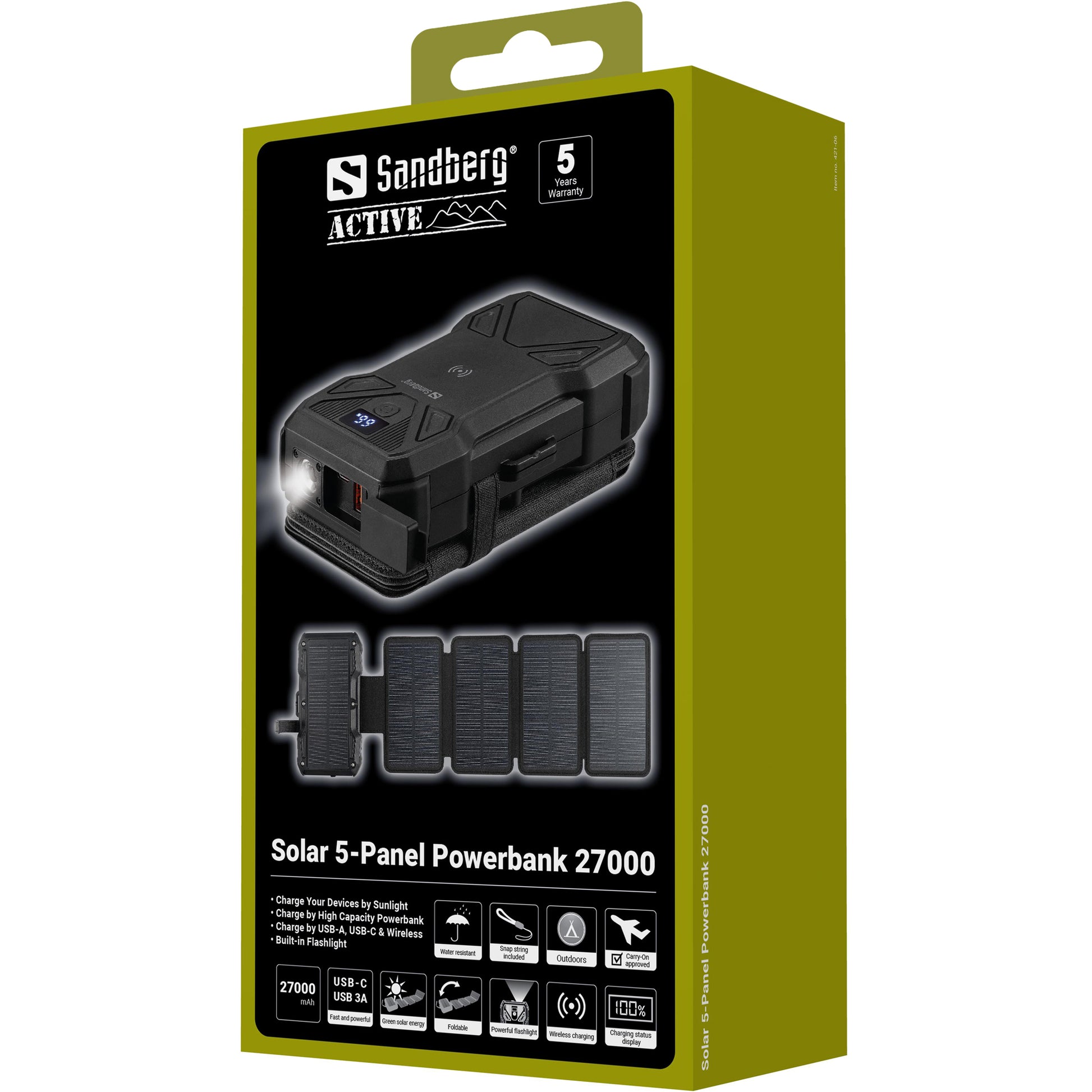 Sandberg Powerbank 27000 mAh, Solar 5-Panel