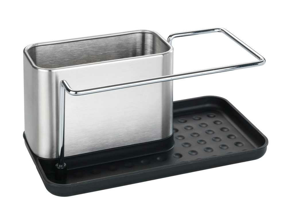 WENKO Spülbecken-Caddy, 21 × 12 × 10,5 cm, Edelstahl/Polypropylen, Silber