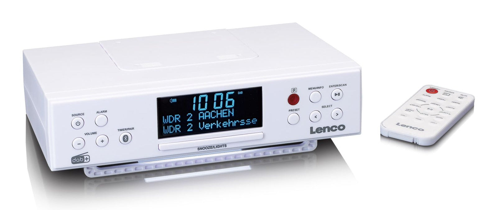 Lenco KCR-190WH – DAB+/UKW-Tischradio, Bluetooth – Weiss