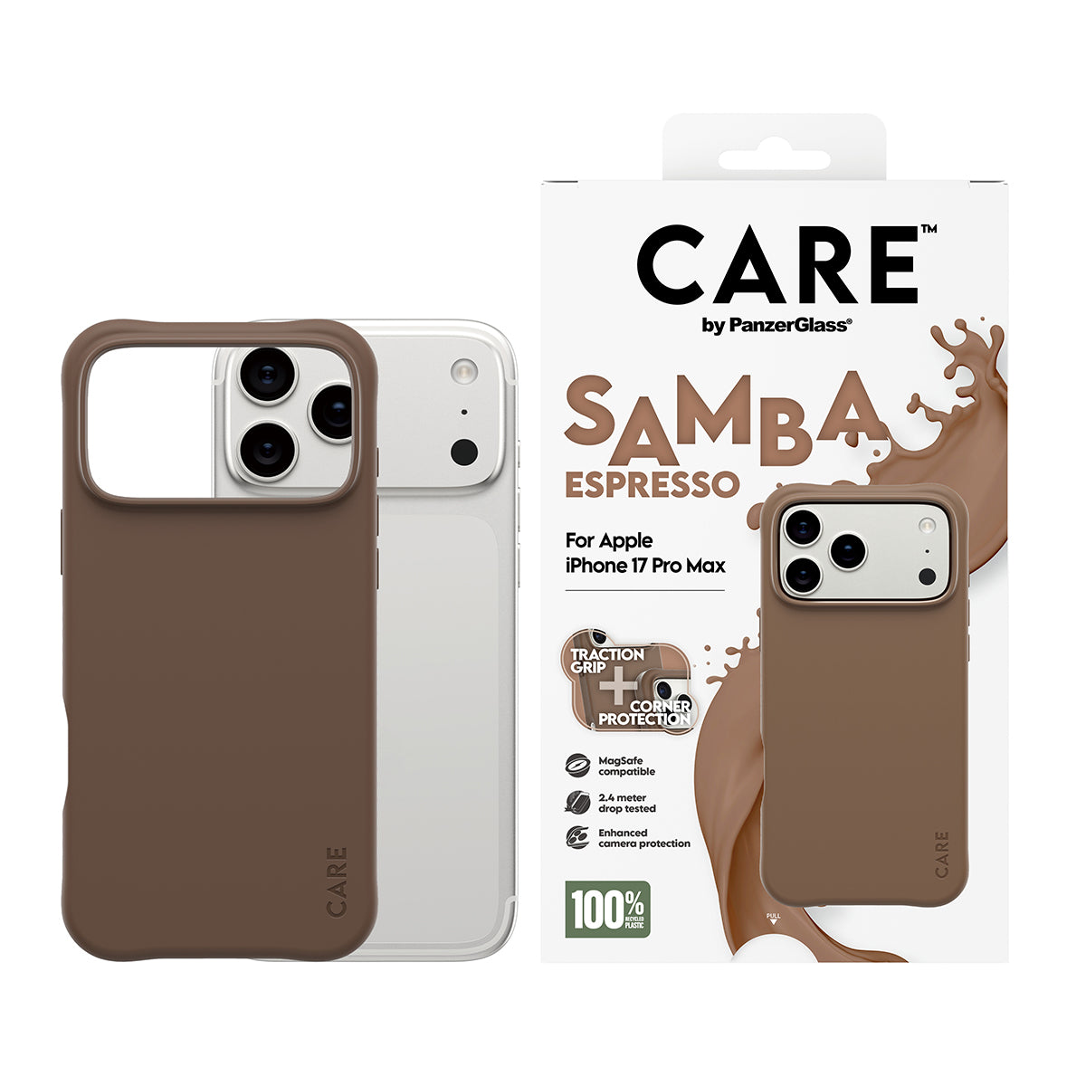 PanzerGlass Backcover CARE Samba – für Apple iPhone 17 Pro Max – Espresso – TPU, MagSafe-kompatibel