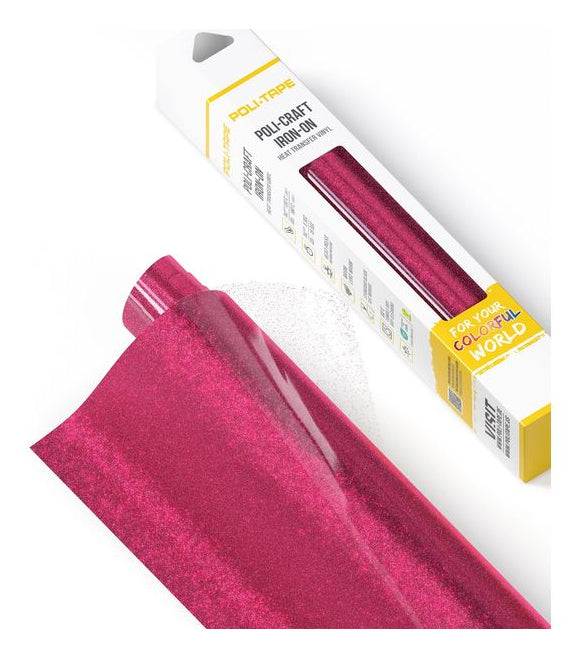 Poli-Tape Aufbügelfolie (HTV), Geflockt, Pink, Glitzer, 30,5 × 61 cm, 1 Stk.