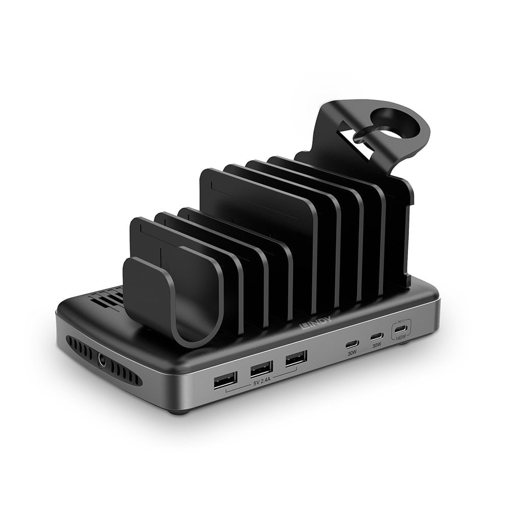 Lindy Ladestation – 160 W, 6× USB