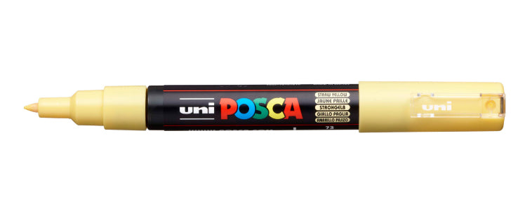 Uni-Ball POSCA PC-1M Permanentmarker – Rundspitze 0,7–1 mm – Strohgelb – für Glas, Metall und Kunststoff