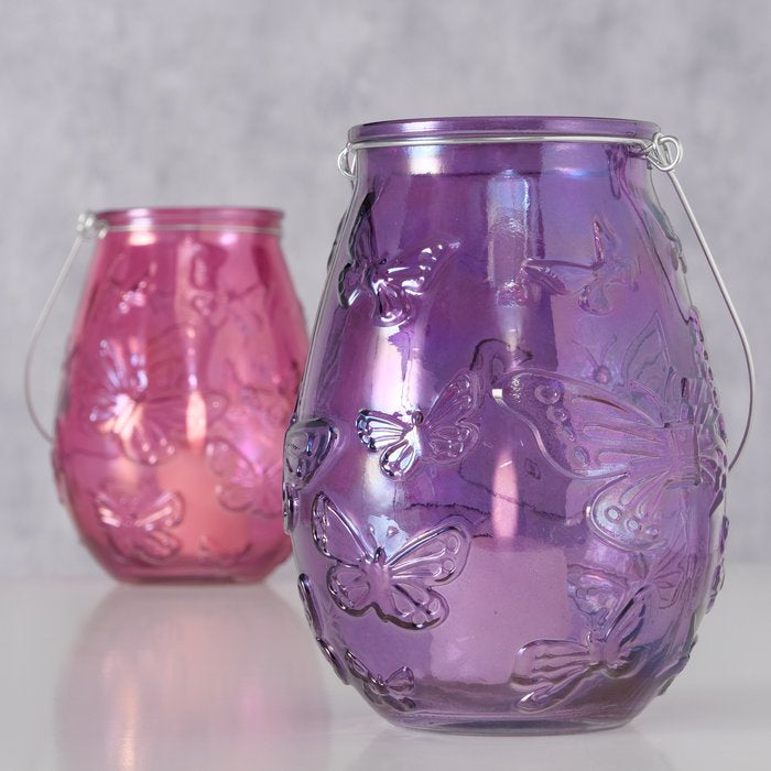 Boltze Windlicht – Glas, mehrfarbig – Ø 13 × 17 cm – 2-teilig