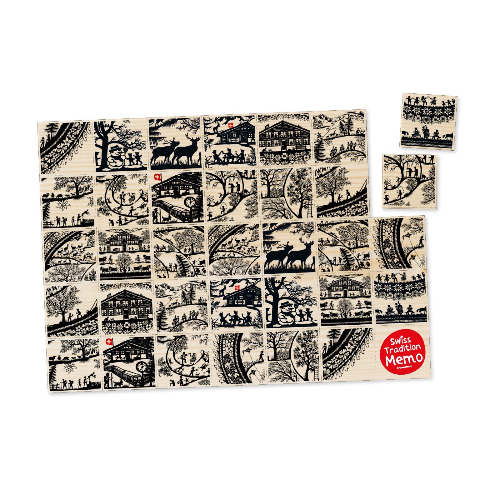 Trendform Tischset – 29,7×42 cm, 6er-Set, Papier, Weiss, Scherenschnitt Landleben, FSC