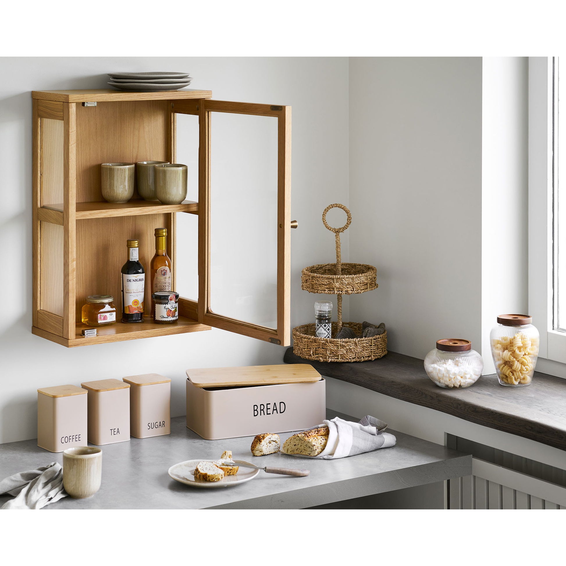 House Nordic Maya – Vorratsdose 1 l, Ø 12 × 17 cm, Glas/Akazienholz, Transparent