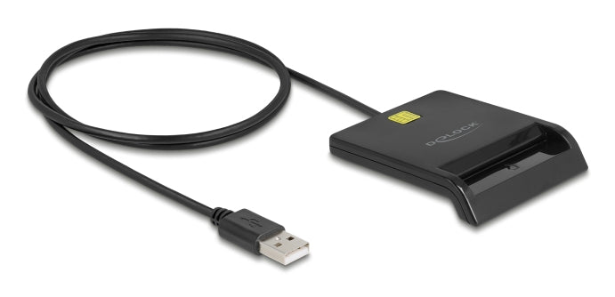 DeLOCK USB-Kartenleser USB-A – Smartcard – USB 2.0 (480 Mbit/s) – LED-Anzeige – Schwarz – für Windows, Mac