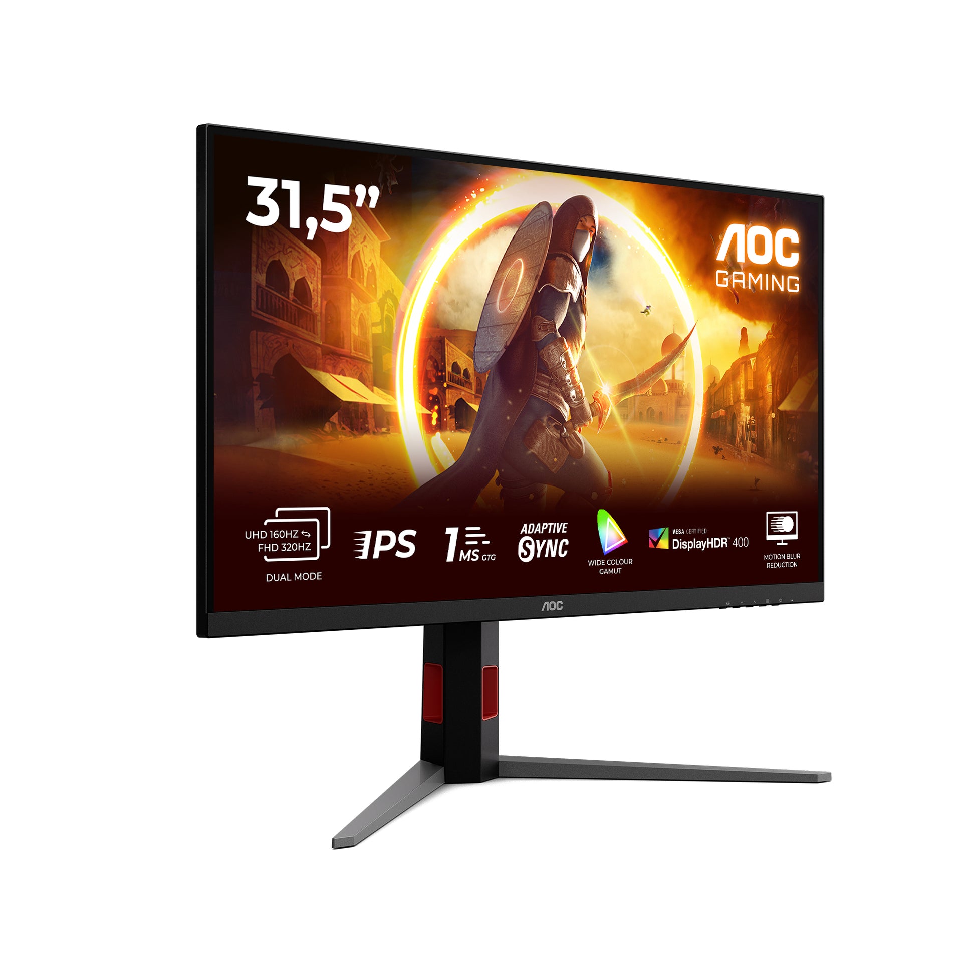 AOC U32G4U – Monitor, 31,5", 3840 × 2160 (UHD 4K), IPS, 160 Hz, Adaptive Sync, VESA 100 × 100, Schwarz