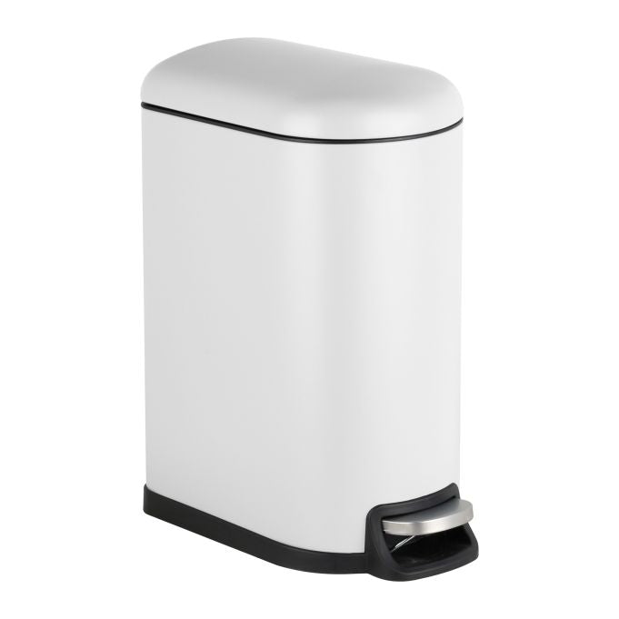 Relaxdays Treteimer – 10 l – Kunststoff, rechteckig – weiss – Soft-Close