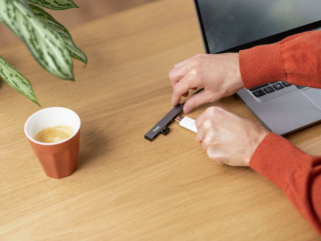 Trust Halyx Mini USB-Hub – USB 2.0, 4× USB-A, für Windows/Mac/ChromeOS