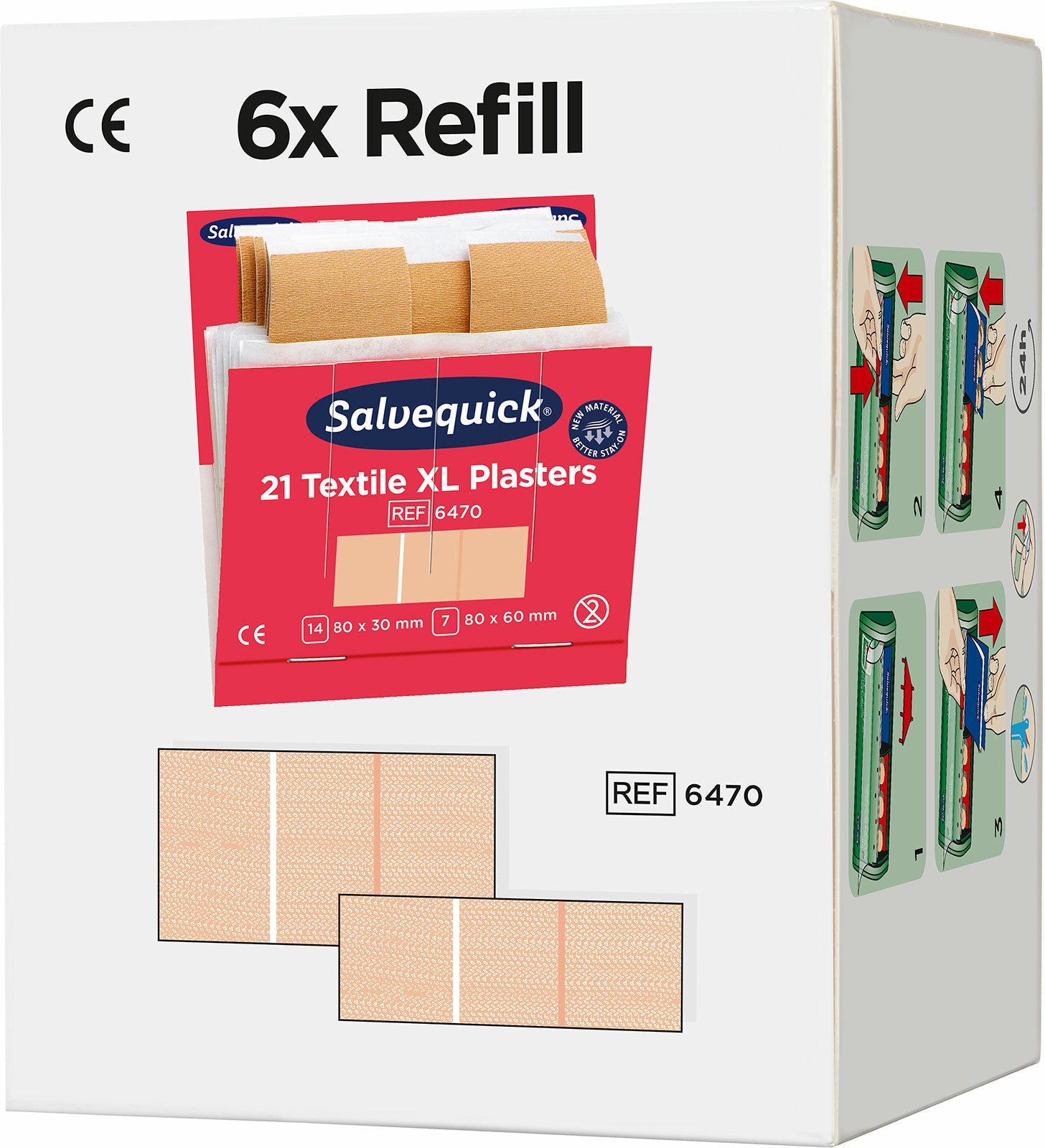 Cederroth Salvequick Pflaster-Nachfüllpackung – 66 × 22 mm, 21 Stück, für Salvequick-Spender