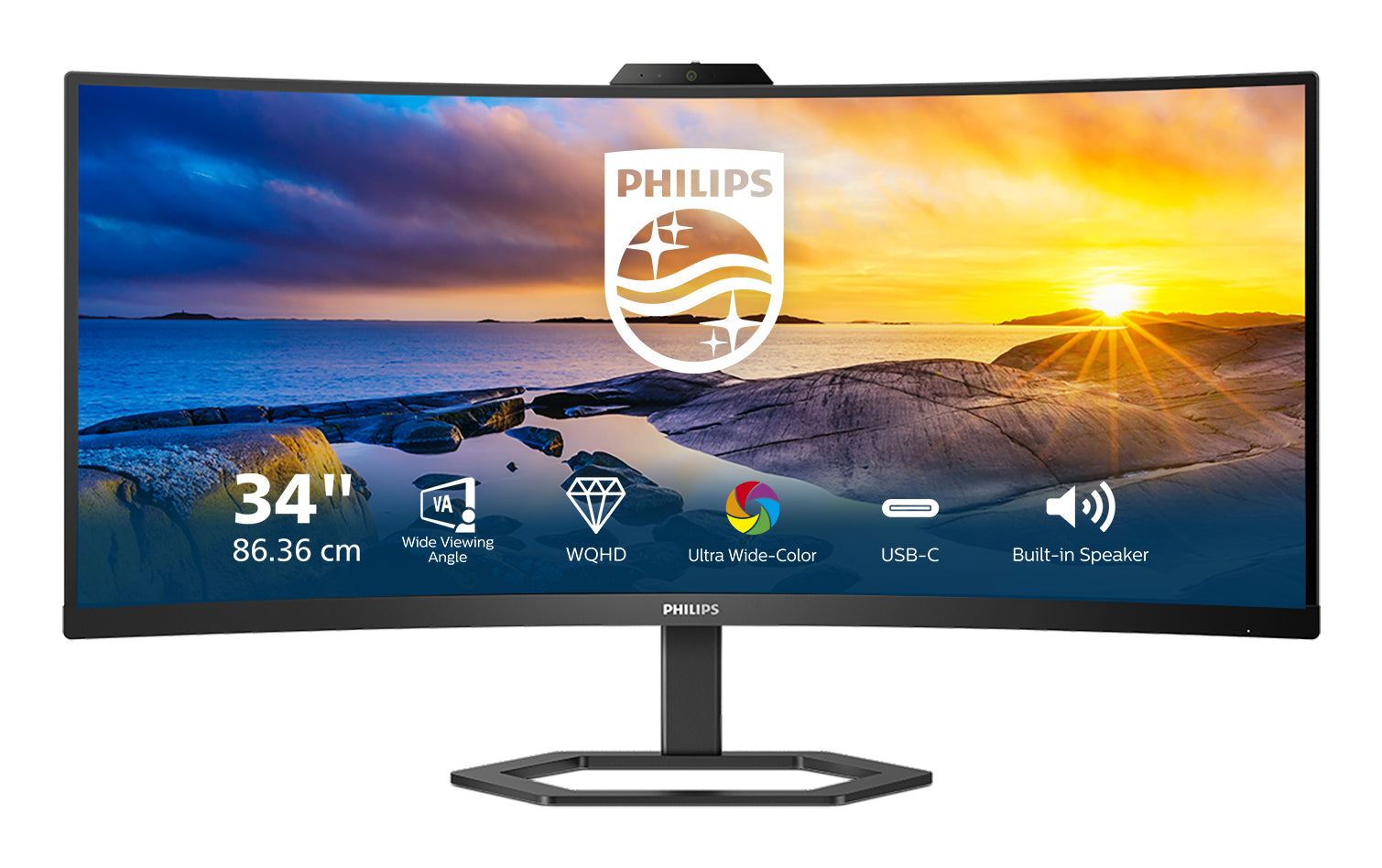 Philips 34E1C5600HE/00 – Monitor, 34", VESA 100 × 100, Schwarz