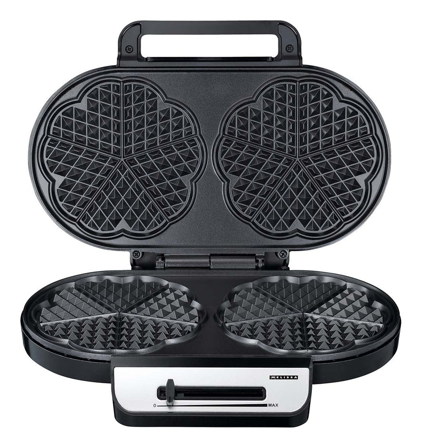 Melissa Waffeleisen 16250087 – 10 Waffeln, Herzform, 1200 W – Schwarz/Edelstahl