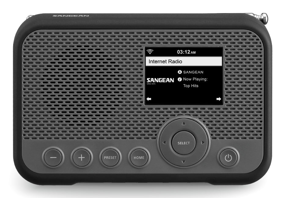 Sangean WFR-39 – Tragbares DAB+ Radio, Internetradio, DAB+/UKW, WLAN, 2'600 mAh Akku – Schwarz/Grau