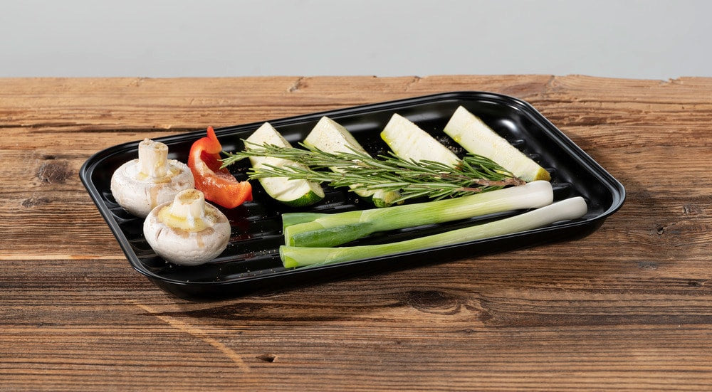 WENKO Grillschale Luca – 34,5 × 24,5 × 2,5 cm, Schwarz – für Grill