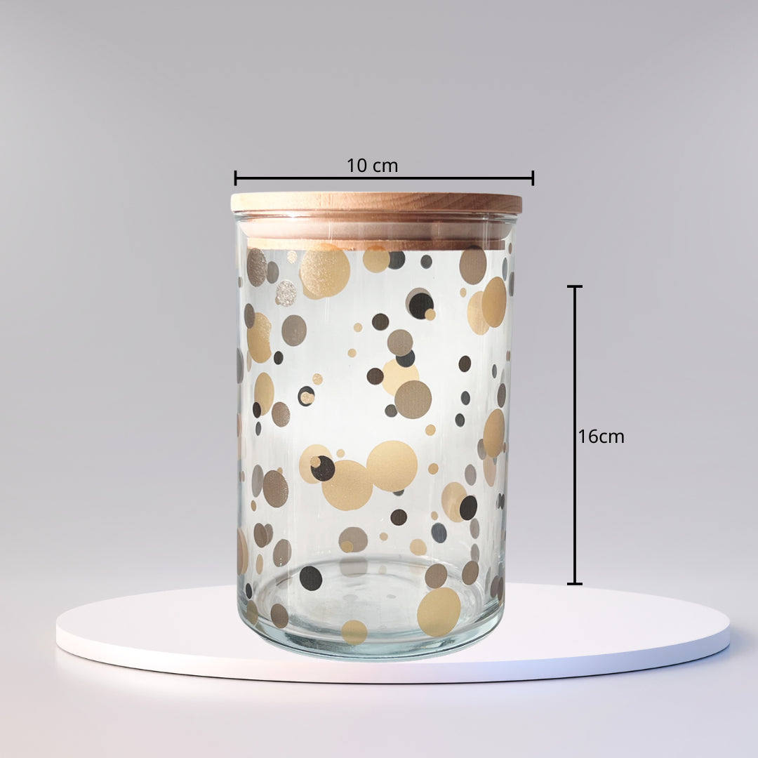 Wunderle Vorratsdose 880 ml, Ø 10 × 16 cm, Glas, Buche-Deckel, transparent