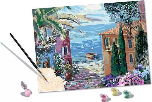 Ravensburger Malen-nach-Zahlen-Set – Mediterrane Landschaft – 30 × 40,1 cm – ab 12 Jahren