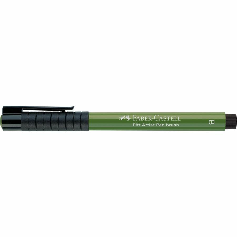 Faber-Castell Pitt Artist Pen Brush Pinselstift – 2,5 mm, pigmentiert, wasserfest, chromoxydgrün stumpf