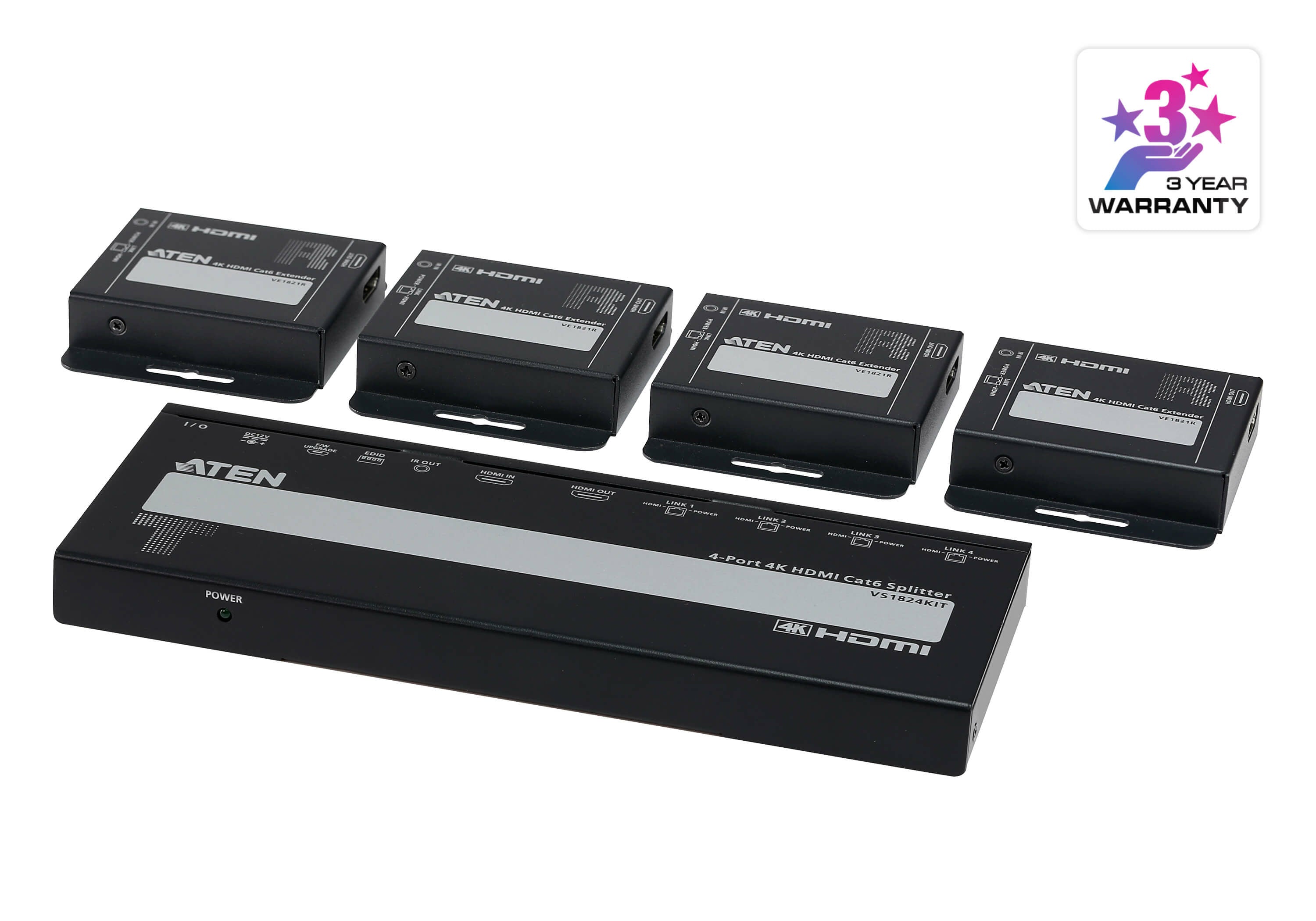ATEN VS1824KIT – 1×4 HDMI-Matrix, 4K60, Ethernet, IR