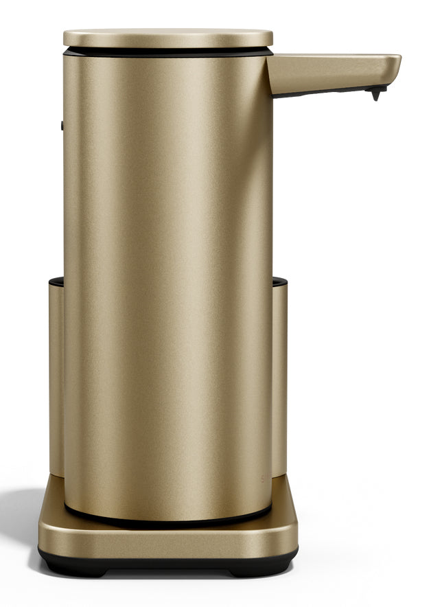 simplehuman Automatischer Seifenspender – Tisch – 414 ml, Gold matt, Edelstahl