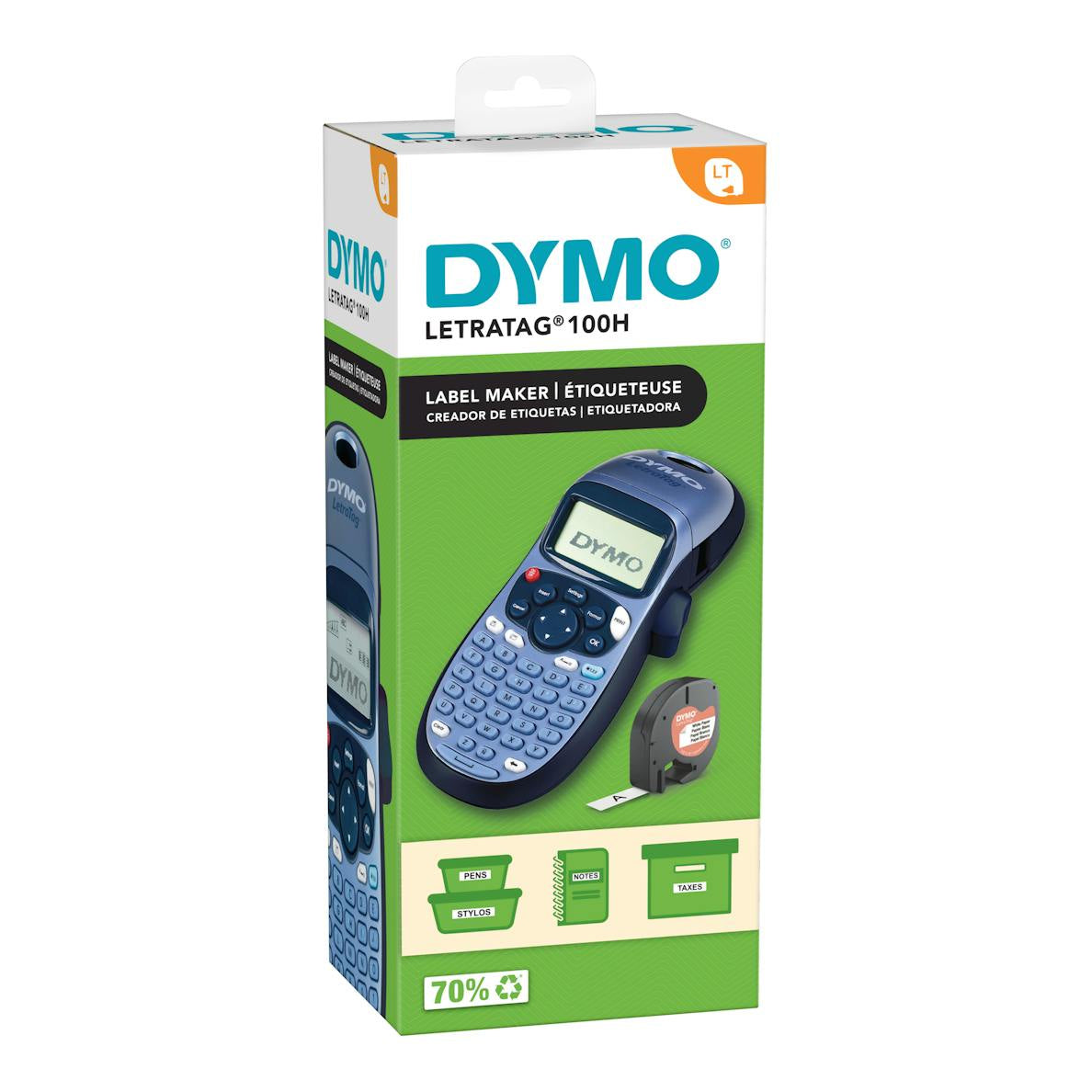 DYMO LetraTag LT-100H – Beschriftungsgerät, für LT-Bänder 12 mm, Druckvorschau, 2-zeiliger Druck