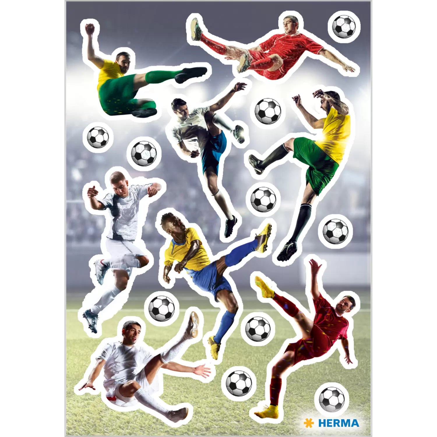 HERMA Schmucketiketten – 84 × 120 mm, permanent, Fussball, 2 Blätter (36 Stk.)