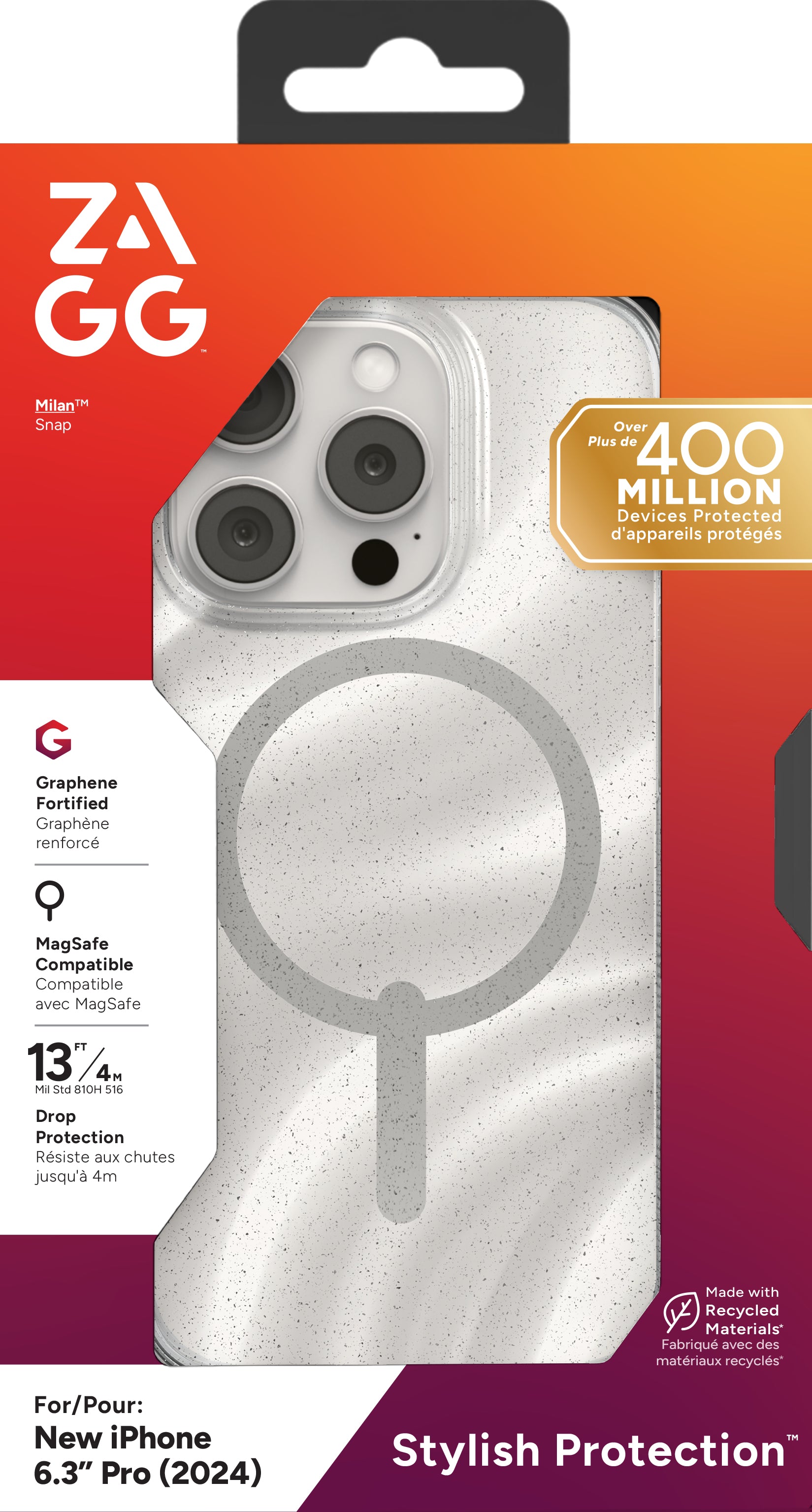 ZAGG Backcover Milan – für Apple iPhone 16 Pro – Gold Glitter