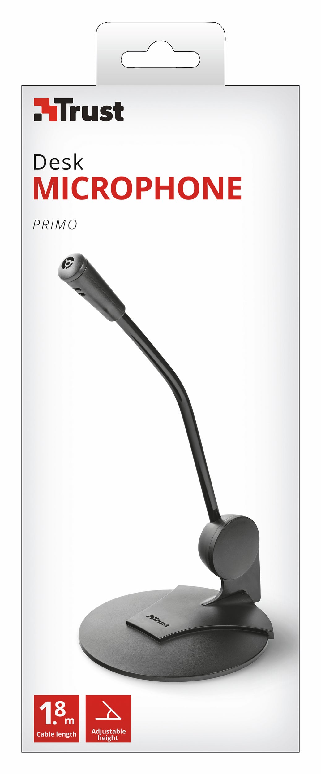 Trust Primo – Tischmikrofon – 3,5 mm Klinke, kabelgebunden, Niere, 100–12'000 Hz, Schwarz