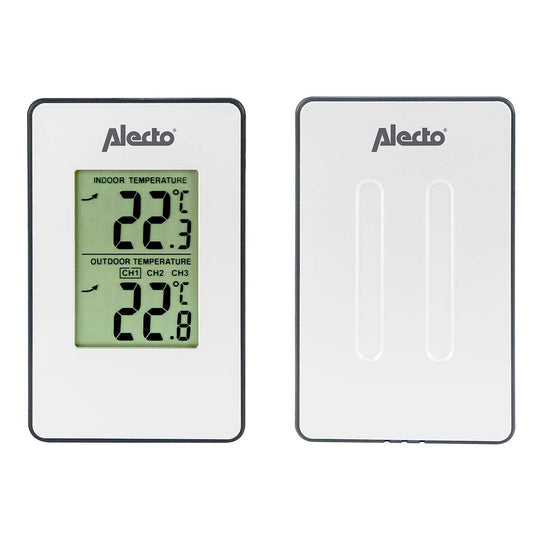 Alecto WS-1050 – Wetterstation, Funk (433 MHz), Innen/Aussen, inkl. Aussensensor – Weiss (2er-Pack)