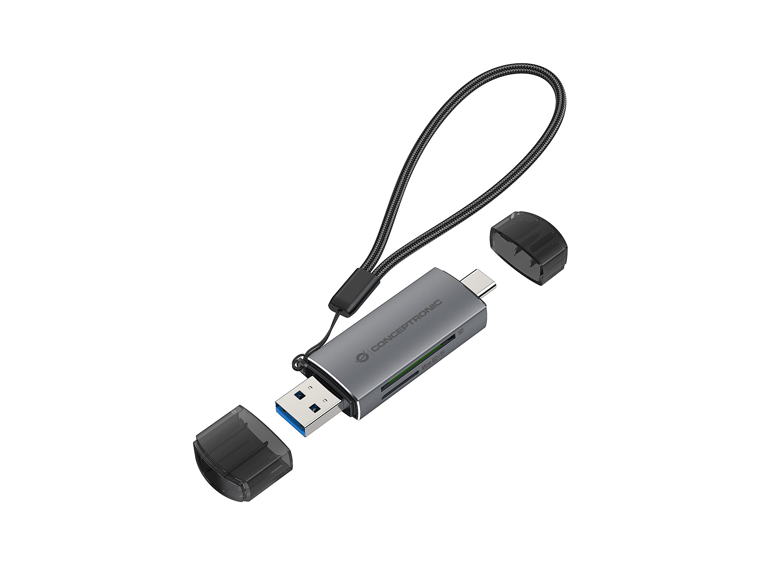 Conceptronic BIAN05G Kartenleser – SD/microSD – USB‑A/USB‑C 3.2 Gen 1 – 5 Gbit/s