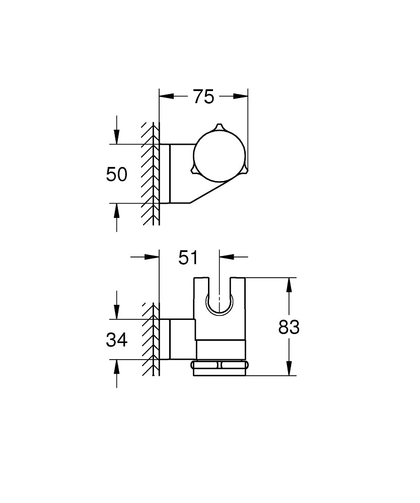 GROHE Haken Vitalio Universal – 7,1×12×8,1 cm, Metall, Schwarz