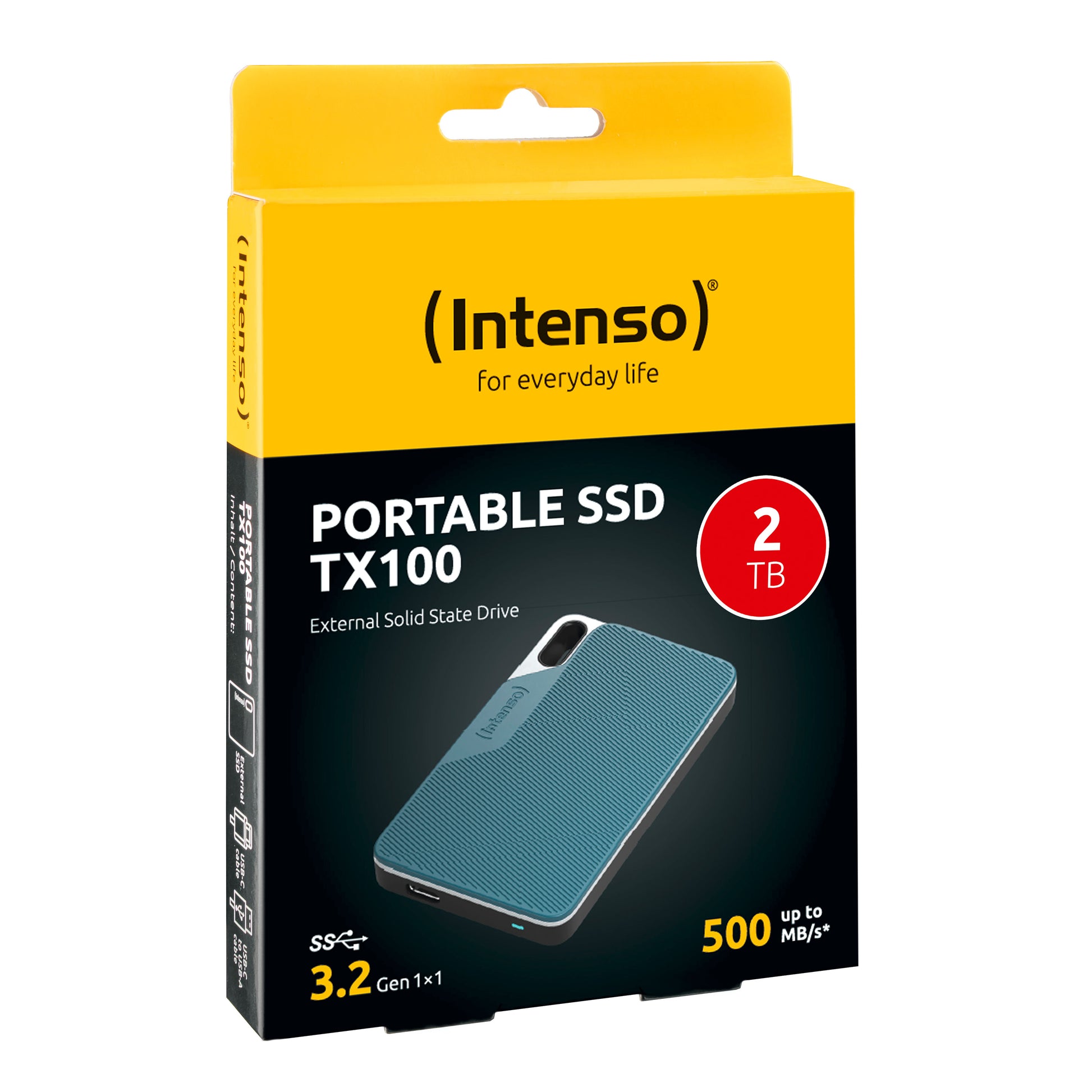 Intenso TX100 – 2 TB externe SSD, USB 3.2 Gen 1, 500 MB/s
