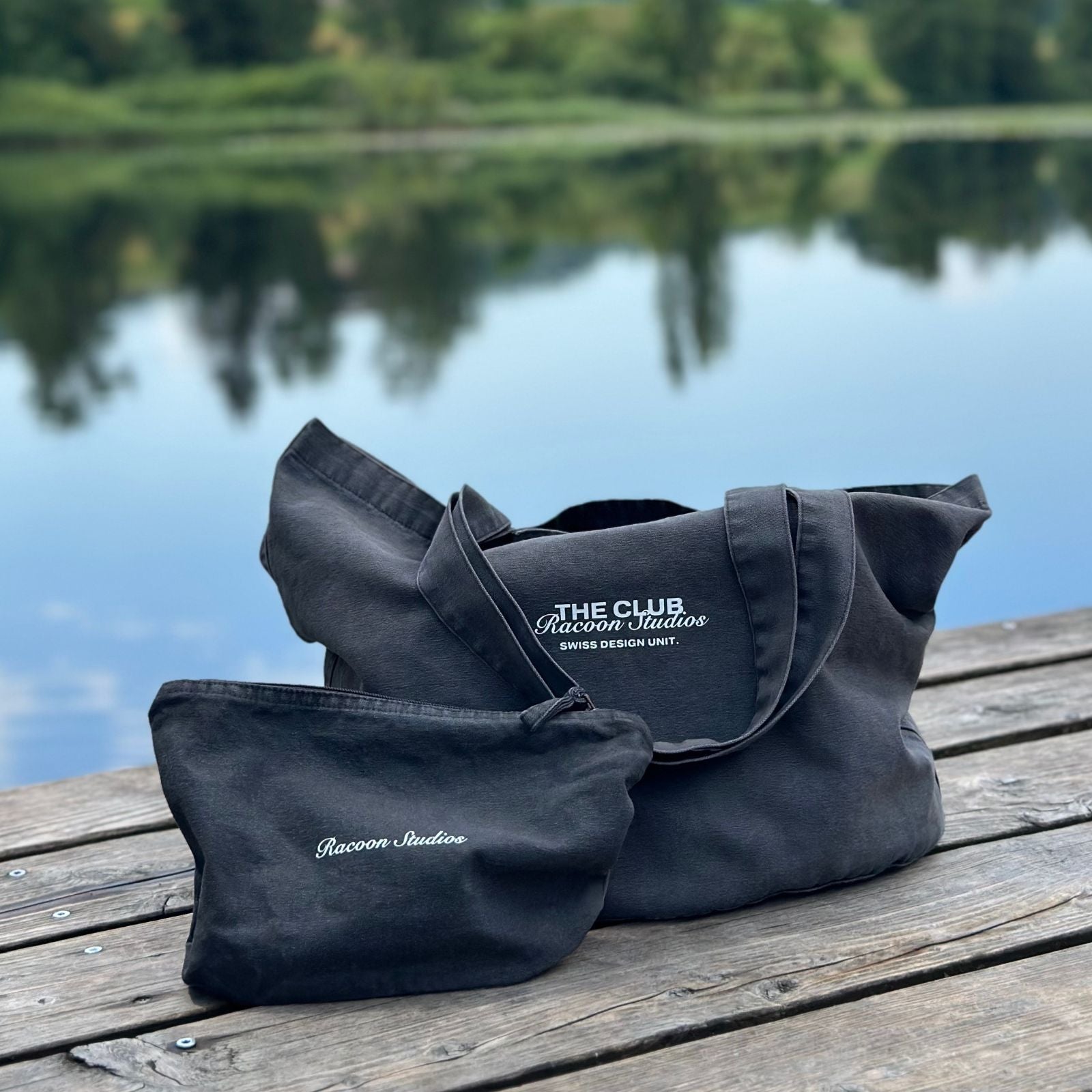 racoon Stofftasche, Baumwolle, Schwarz, 340×380×210 mm