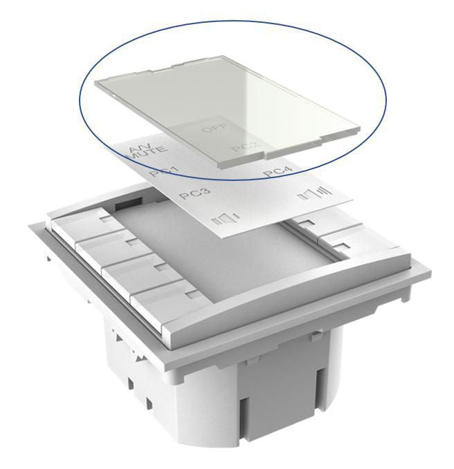 Vivolink VLCP8B-PLEXIGLASS – Montagezubehör, Plexiglasplatte, Weiss, 8 Tasten, 12 V