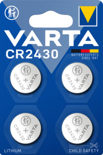 Varta Knopfzellen CR2430, Lithium-Mangandioxid, 3 V – 4 Stk.