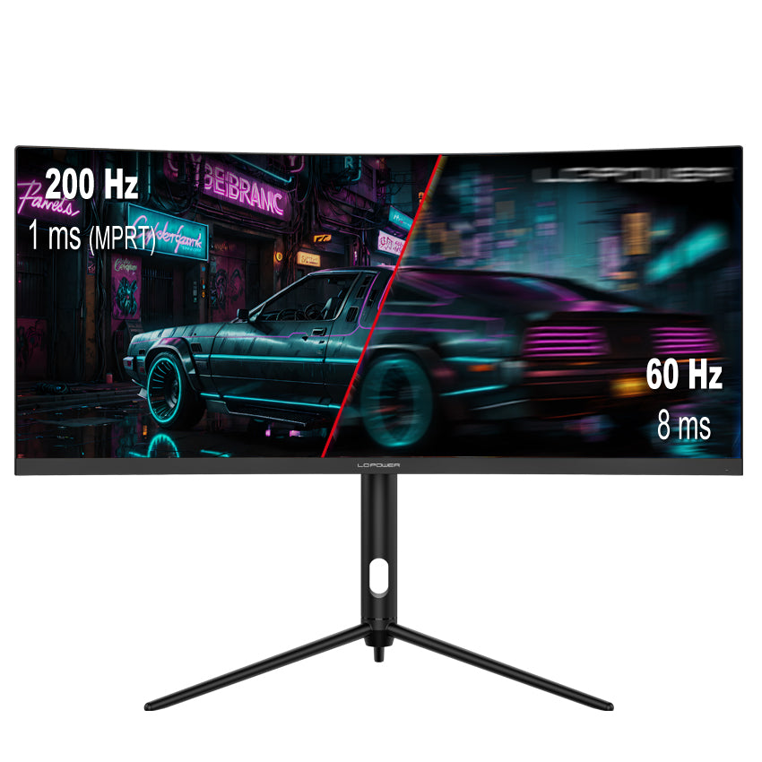 LC-Power LC-M30UWFC – Monitor, 29,5", VA, 200 Hz, 250 cd/m², Gebogen, FreeSync, VESA 100 × 100, Schwarz