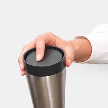 Brabantia Make & Take Thermobecher 200 ml – Doppelwandig 3 h heiss/6 h kalt, Edelstahl, Schraubdeckel