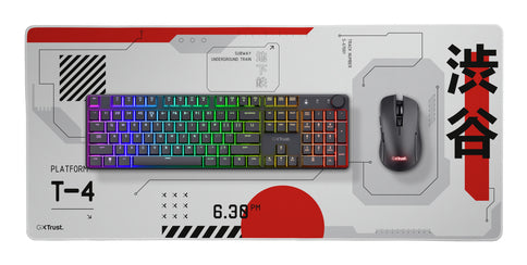 Trust GXT759 Gaming-Mauspad XXL 900×400 mm – Weiss, gestickte Kanten, Anti-Rutsch-Basis