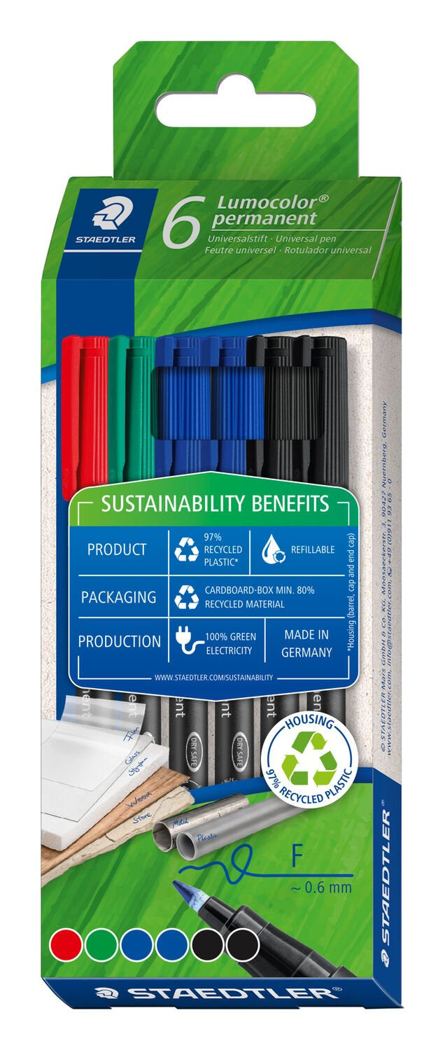 Staedtler Lumocolor Permanentmarker – Feine Spitze 0,6 mm – Mehrfarbig