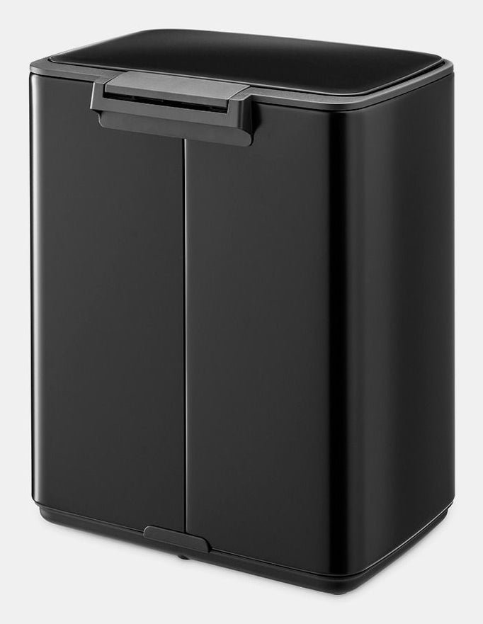 Brabantia Papierkorb – 12 l – Stahl, Schwarz matt – B × H × T 292 × 369 × 263 mm