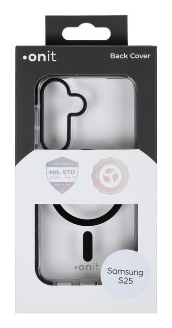 ONIT Mill.Std. Backcover – für Samsung Galaxy S25, PC+TPE+TPU, Schwarz/Transparent, bis 3 m Sturzsicher