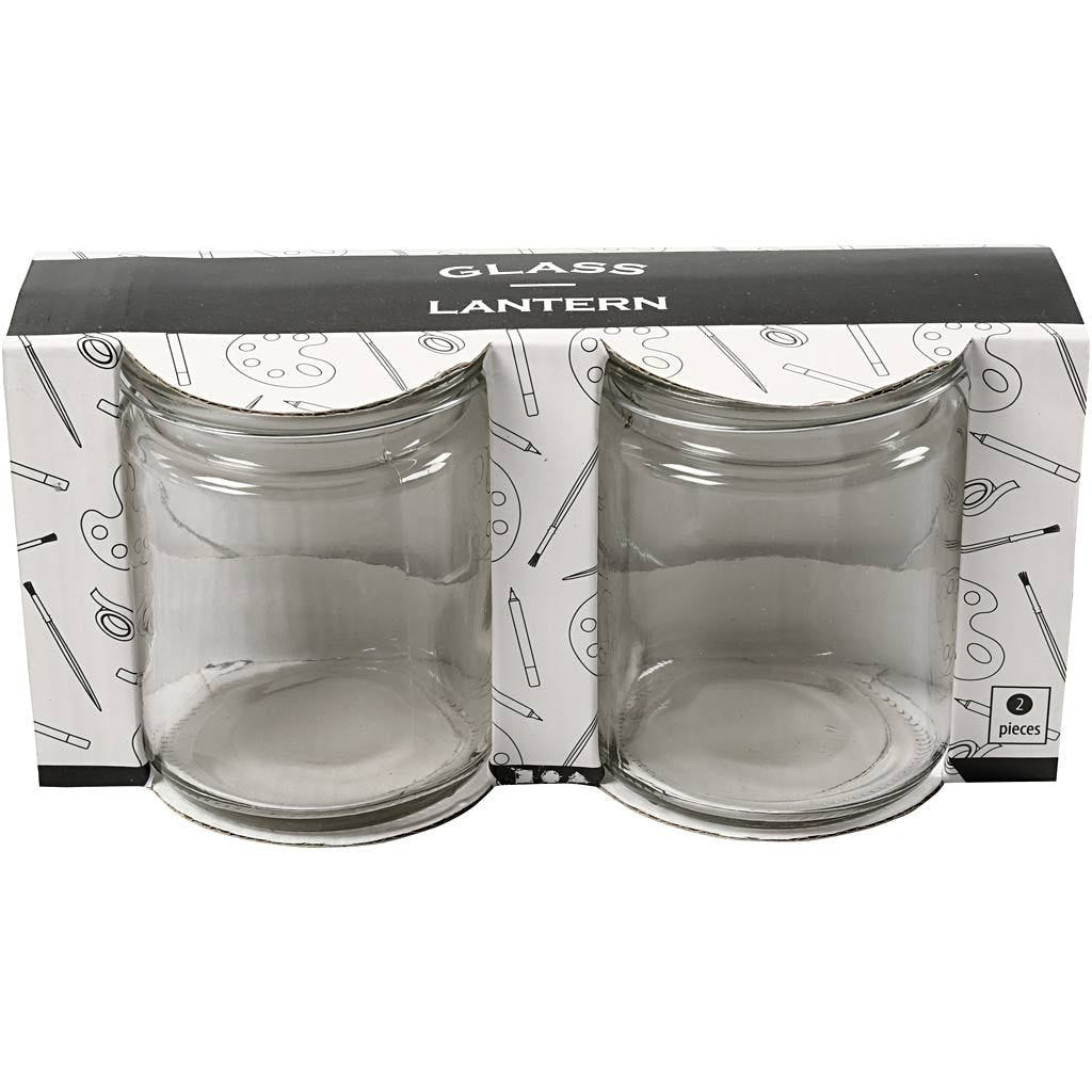 Creativ Company Laterne – Glas, transparent – 7,6 × 10 × 7,6 cm – 2-teilig