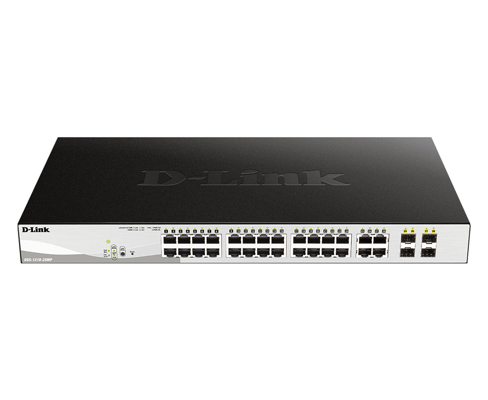 D-Link DGS-1210-28P – Verwalteter L2 Switch – 24× 1G, 4× SFP, PoE, PoE-Budget 193 W, 19", 1U