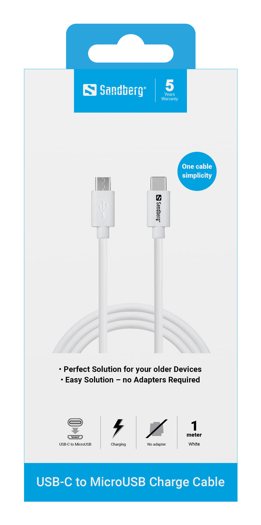 Sandberg Kabel – USB-C auf Micro-USB 1 m – für Micro-USB Geräte