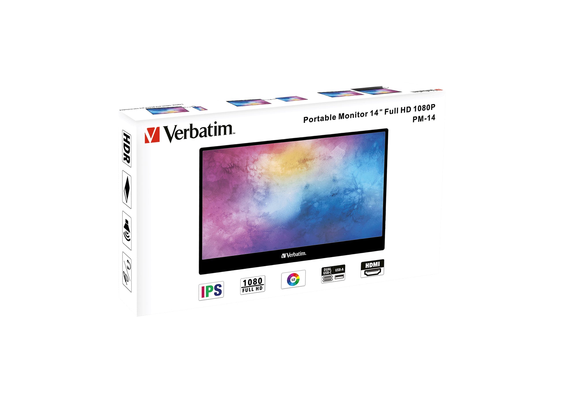 Verbatim Portabler Monitor, 14", 1920 × 1080 (Full HD), IPS, 60 Hz, 220 cd/m², Lautsprecher, Schwarz
